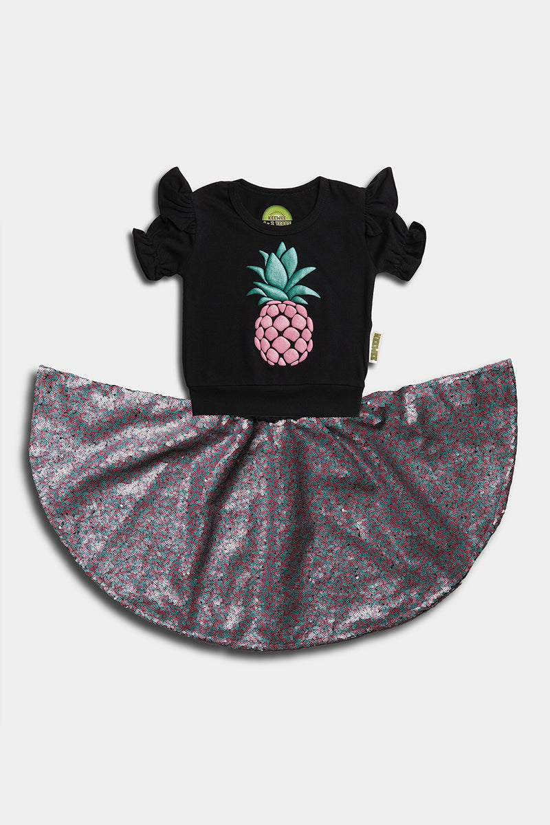 Blue Pine Pineapple Print Women's Skirt
