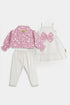Printed Checkers Frock Set - Pink
