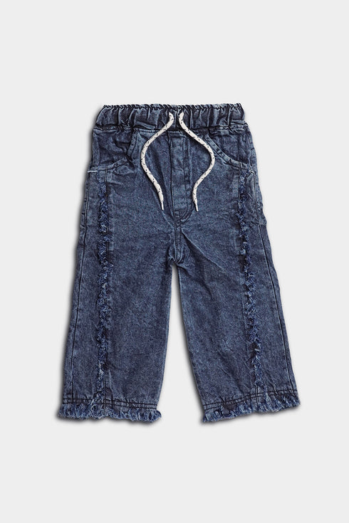 Blue Wide Leg Ripped Jeans