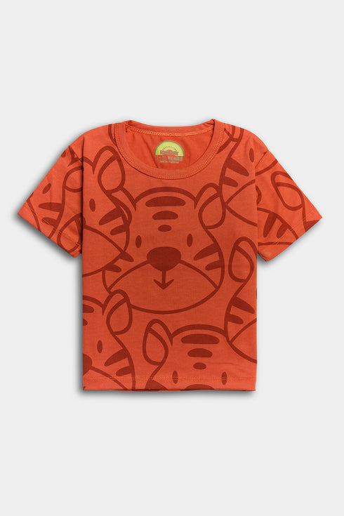 Printed Bear Nightsuit - Rust