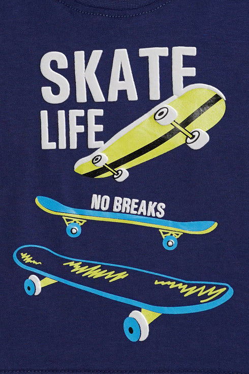 Printed Skate life Tee - Blue