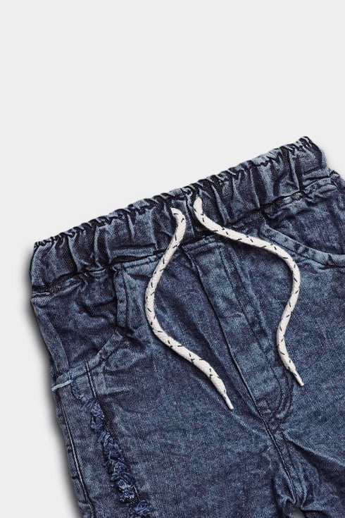 Blue Wide Leg Ripped Jeans