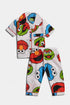 Printed Monster Nightsuit - White ( Without Scrunchie )