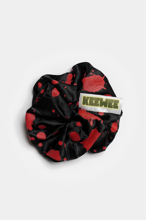 Printed Splash Silk Nightsuit - Black