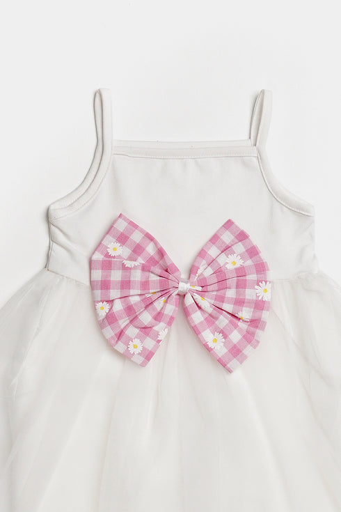 Printed Checkers Frock Set - Pink