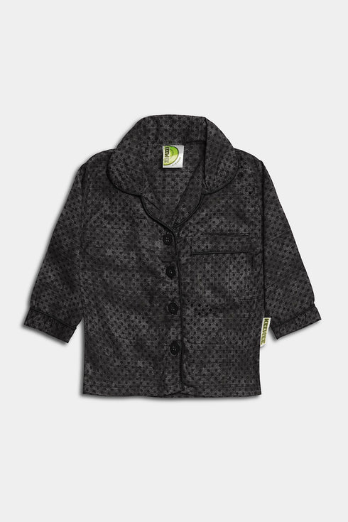 Polka Nightsuit - Black