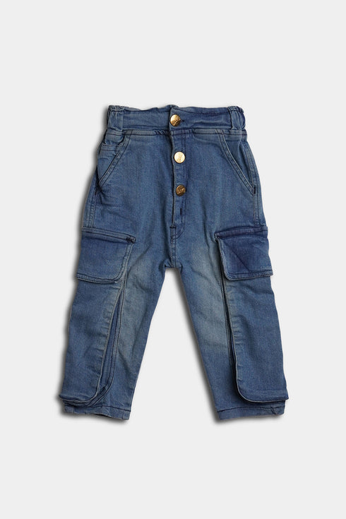 Blue Big Pocket Denim Jeans