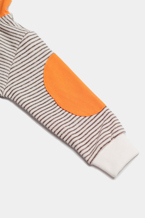 Embroidered Smile Pullover Hoodie - Yellow