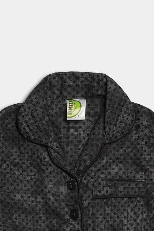 Polka Nightsuit - Black