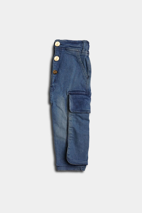 Blue Big Pocket Denim Jeans