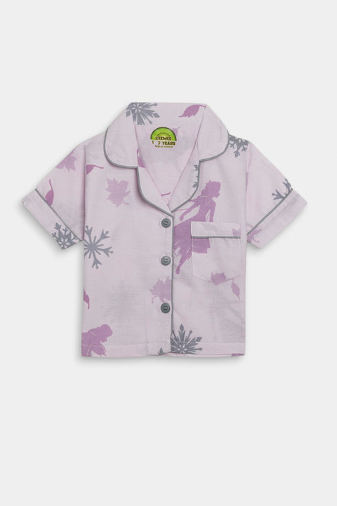 Printed Elsa Nightsuit - Pink