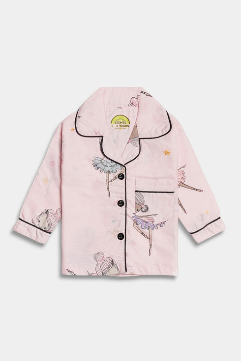Printed Doll Nightsuit - Pink