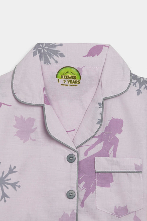 Printed Elsa Nightsuit - Pink