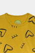 Printed Hearts Nightsuit - Yellow