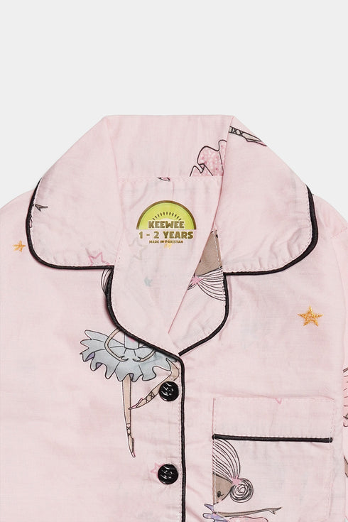 Printed Doll Nightsuit - Pink