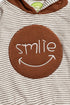 Embroidered Smile Pullover Hoodie - Brown