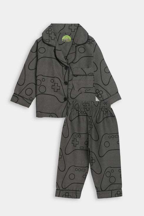 Printed Controller Nightsuit - Grey