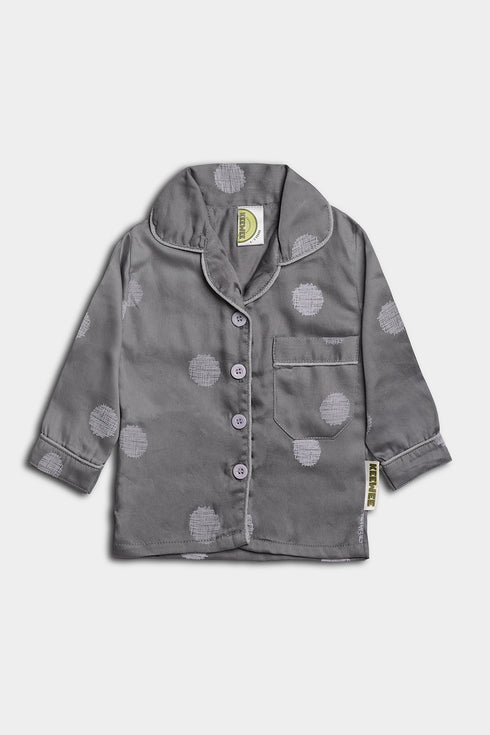 Printed Scribbles Nightsuit - Grey