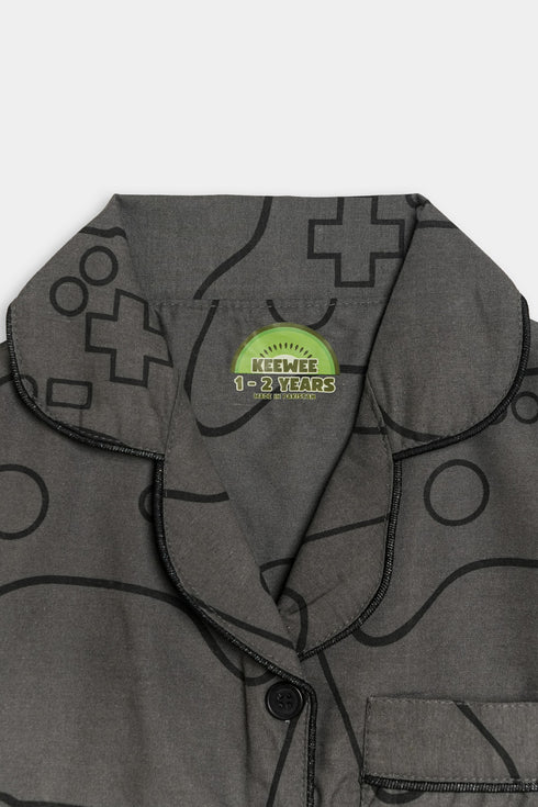Printed Controller Nightsuit - Grey