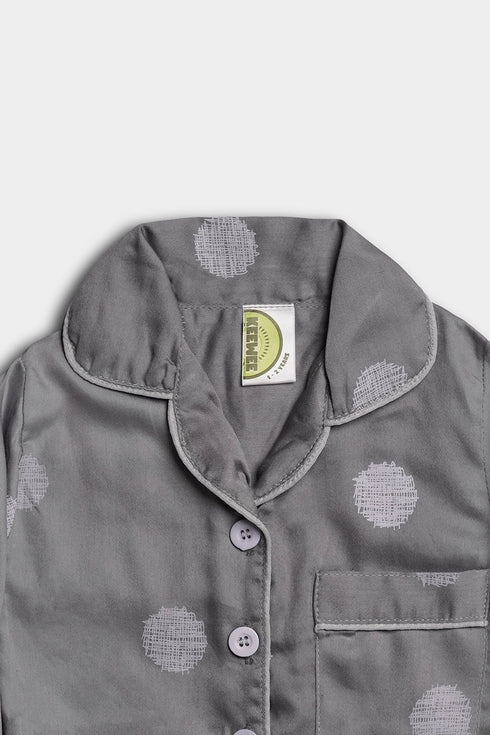 Printed Scribbles Nightsuit - Grey