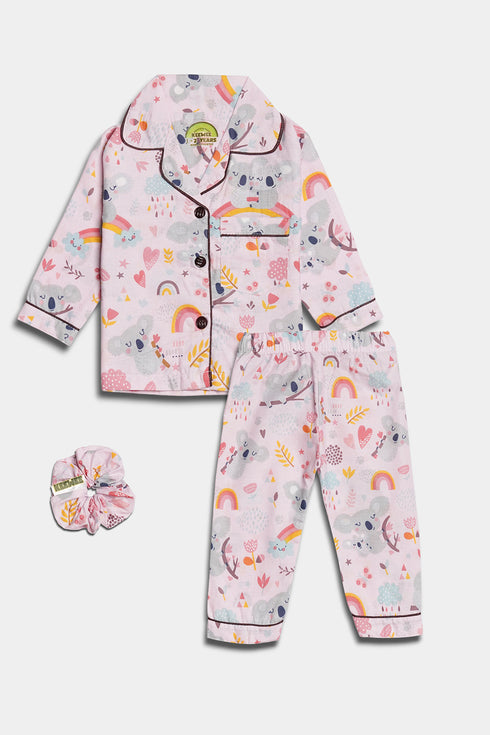 Printed Koala Nightsuit - White