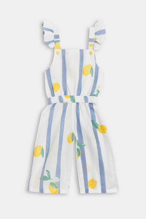 Printed Lemon Jumpsuit - White