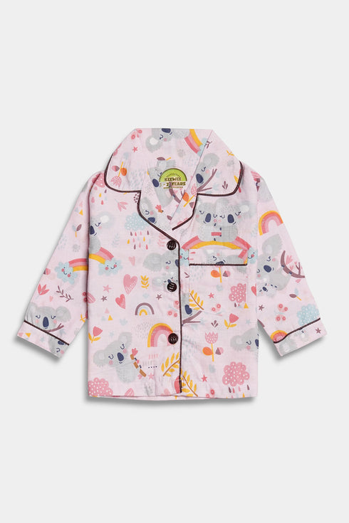 Printed Koala Nightsuit - White