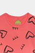 Printed Hearts Nightsuit - Pink