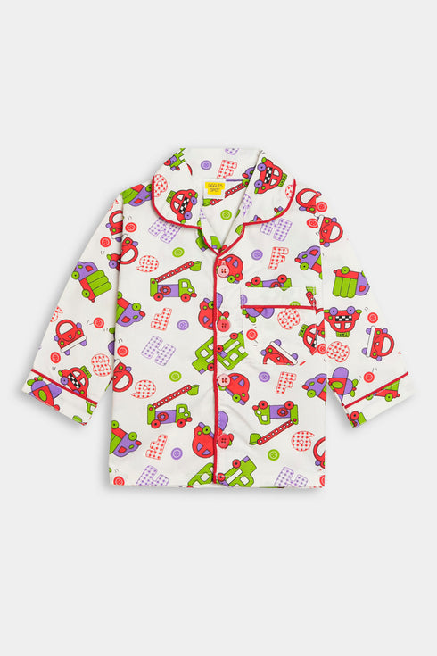 Printed Toys Nightsuit - White