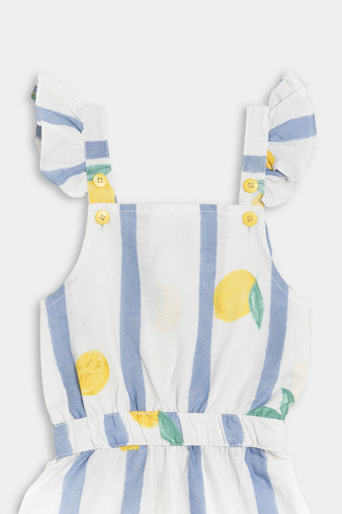 Printed Lemon Jumpsuit - White