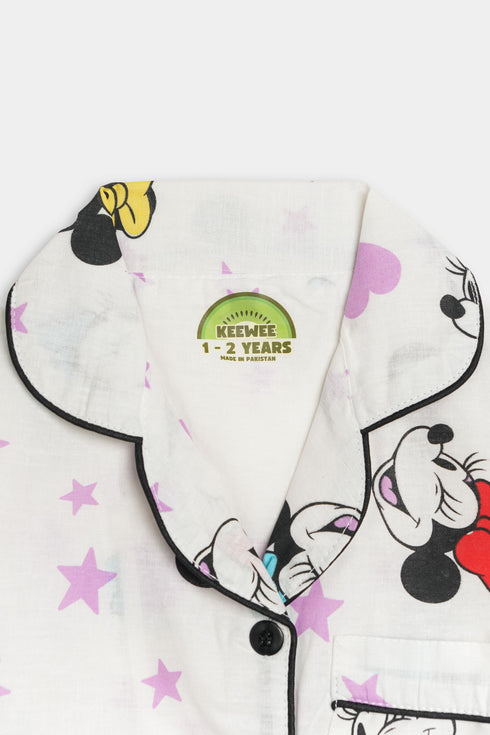 Printed Minnie Nightsuit - White