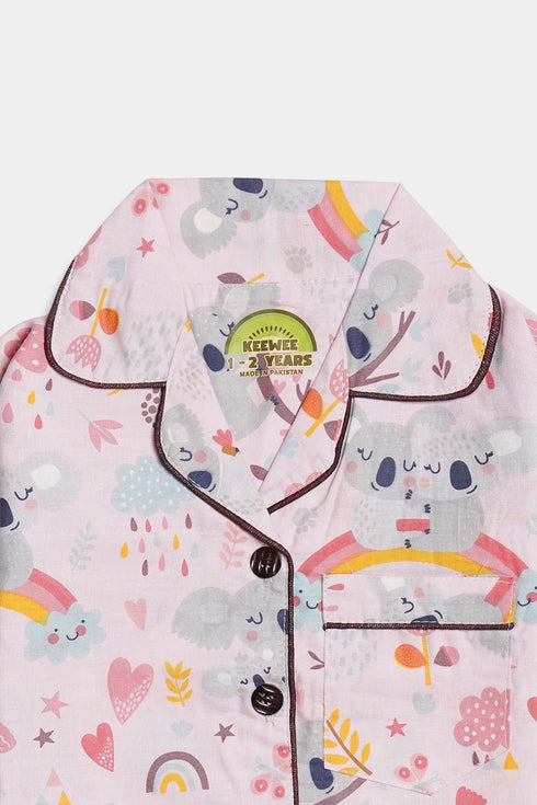 Printed Koala Nightsuit - White