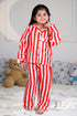 Printed Stripes Nightsuit - Red
