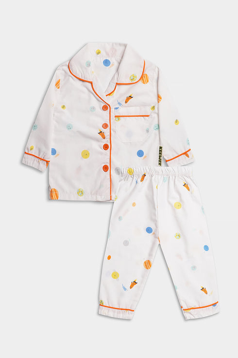Printed Planets Nightsuit - Full Sleeves
