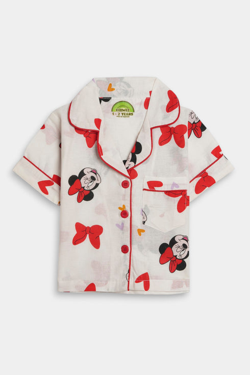 Printed Minnie Nightsuit - White
