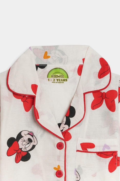 Printed Minnie Nightsuit - White