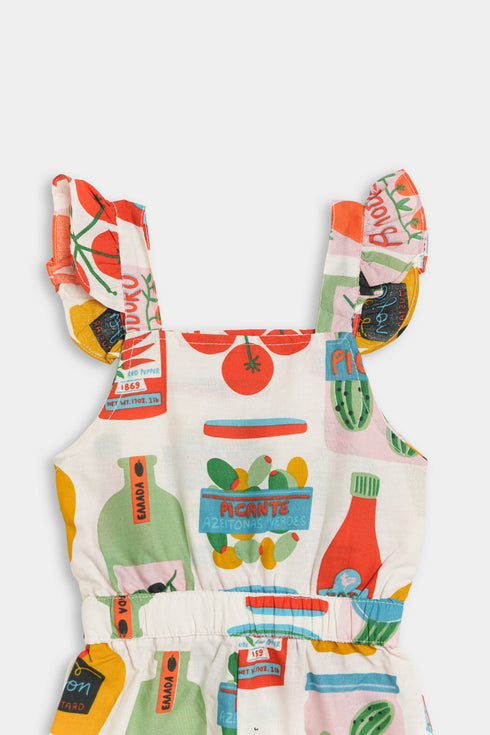 Printed Tomato Jumpsuit - White