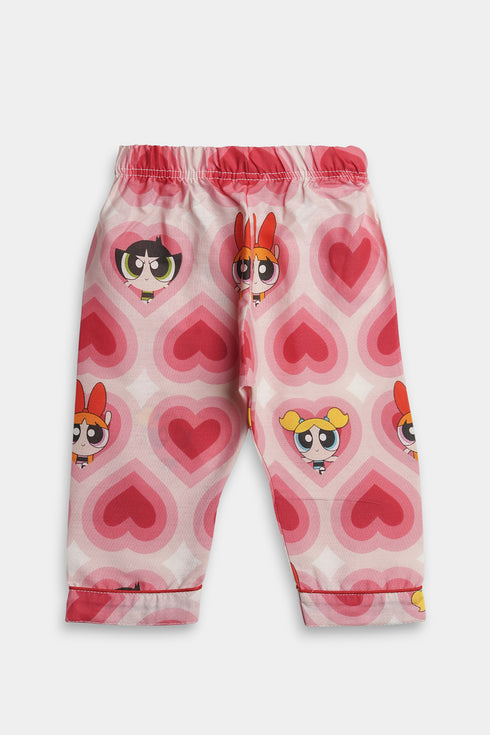 Printed Powerpuff Nightsuit - Pink