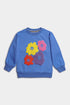 Bubble Printed Flower Sweatshirt - Blue