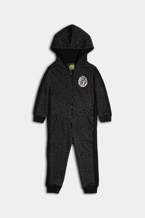 Embroidered Never Mind Jumpsuit - Black