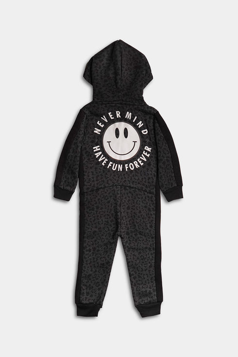 Embroidered Never Mind Jumpsuit - Black