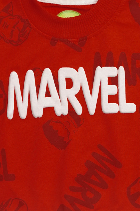 Printed Marvel Tracksuit - Red
