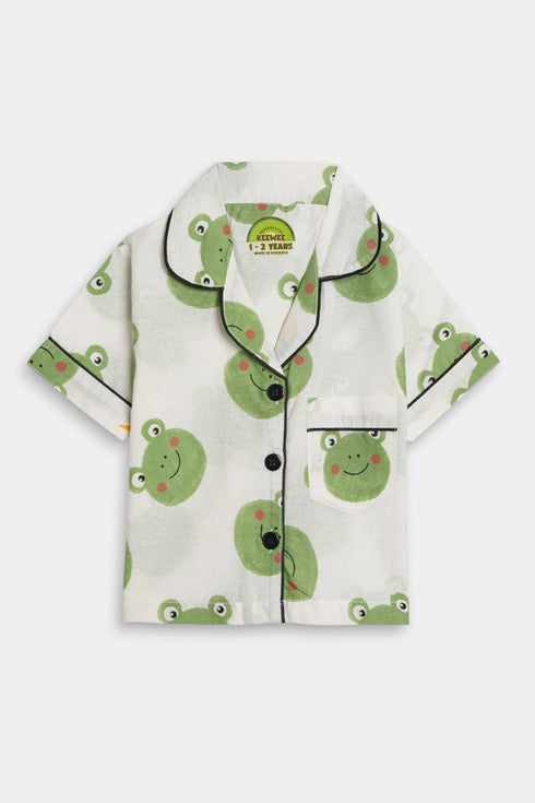 Printed Frog Nightsuit - White