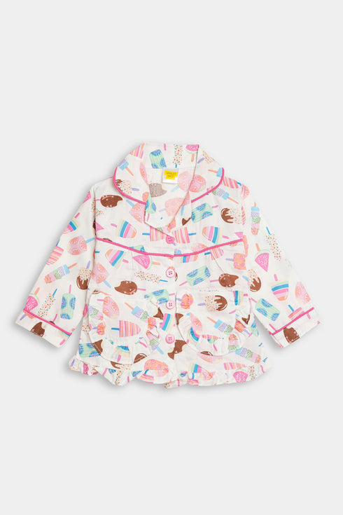 Printed Ice cream Nightsuit - White