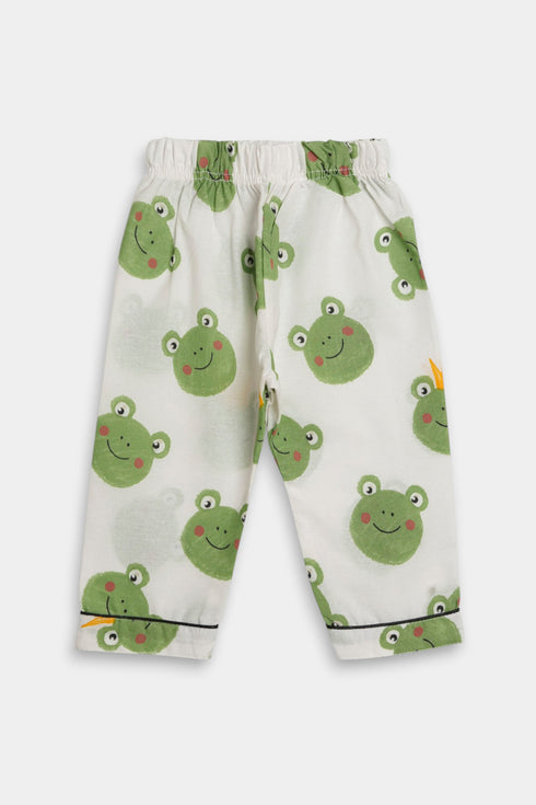 Printed Frog Nightsuit - White