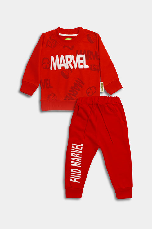 Printed Marvel Tracksuit - Red