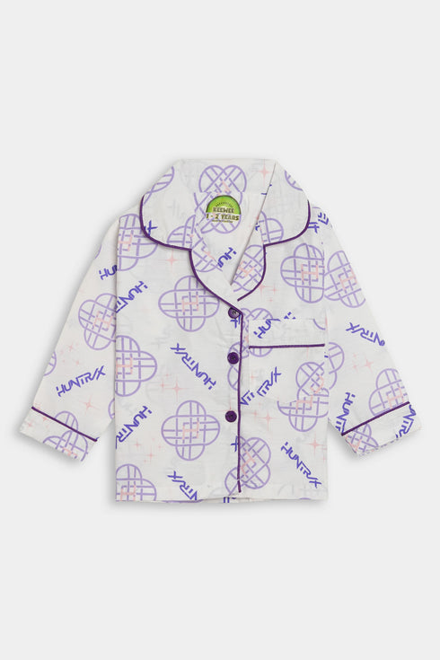 Printed Huntrix Nightsuit - White