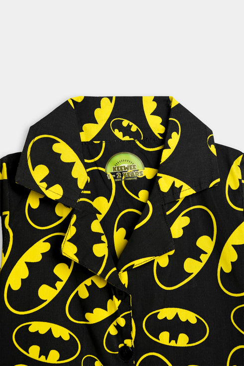 Printed Batman Co ord Set - Black