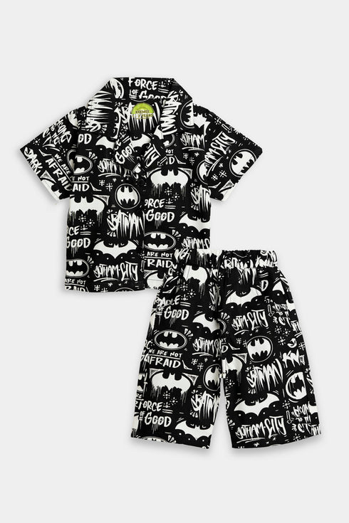 Printed Spaceships Co ord Set - Black