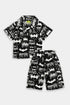 Printed Spaceships Co ord Set - Black